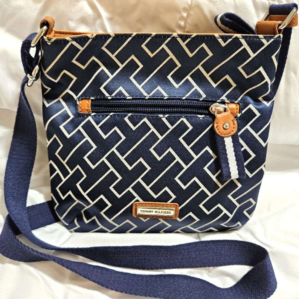 Tommy Hilfiger Blue and White Crossbody Purse
